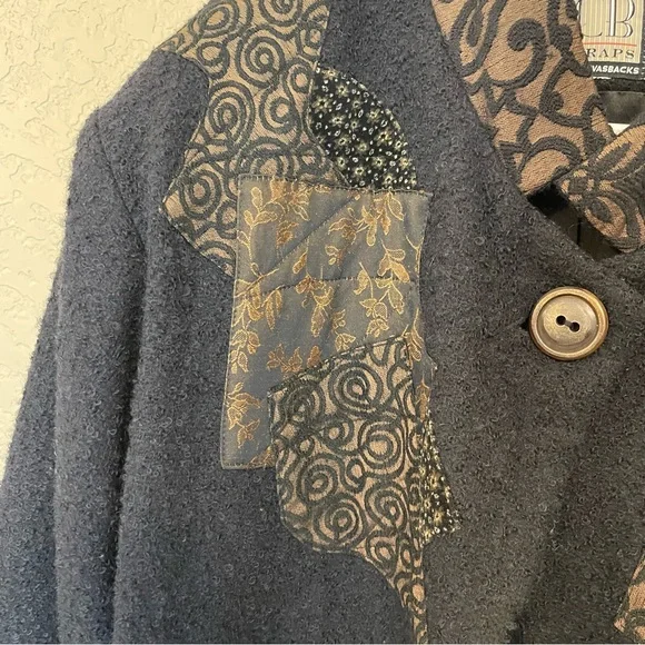 CB Wraps by Chadwicks Vintage Long Wool Wearable Art Maxi Coat Size M - Picture 11 of 16